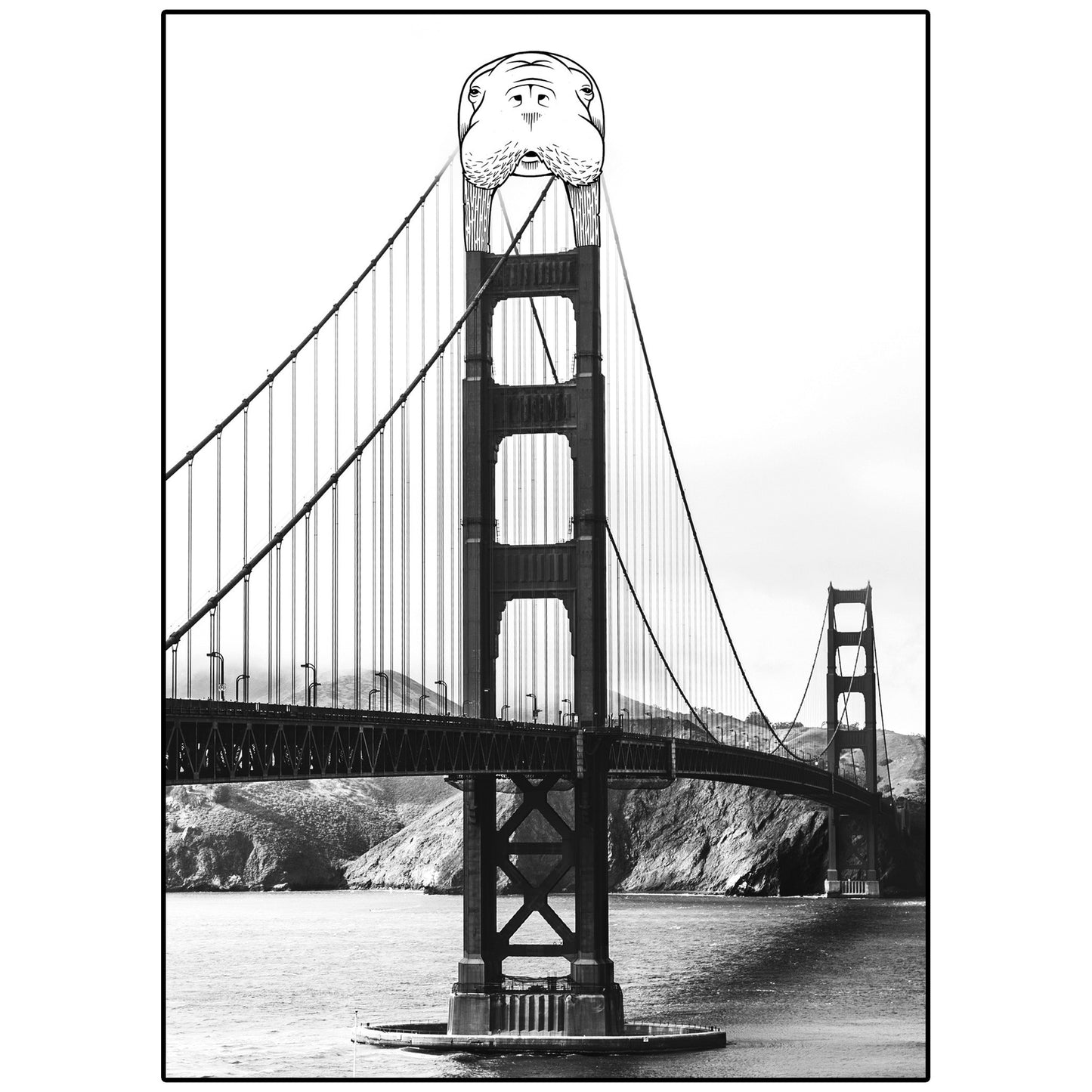 SuperFishal (Jeremy Fish) - Golden Tusk Bridge Men's Shirt, White - The Giant Peach