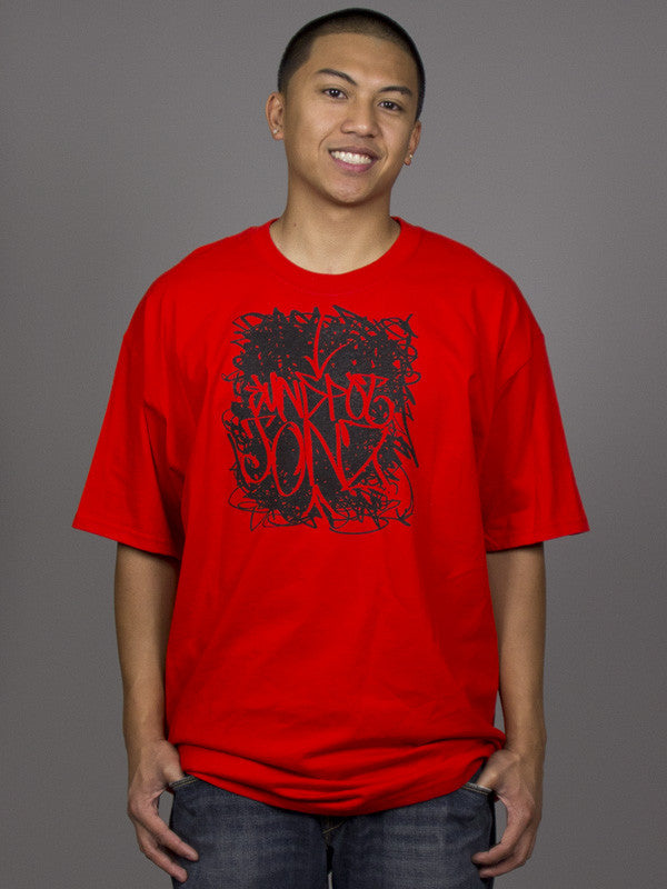 Sunspot Jonz - Sunspot Scribble Men's Shirt, Red/Black - The Giant Peach