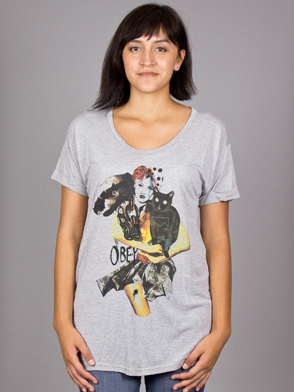 OBEY - Tribeca Rayon Women's Shirt, Heather Grey - The Giant Peach