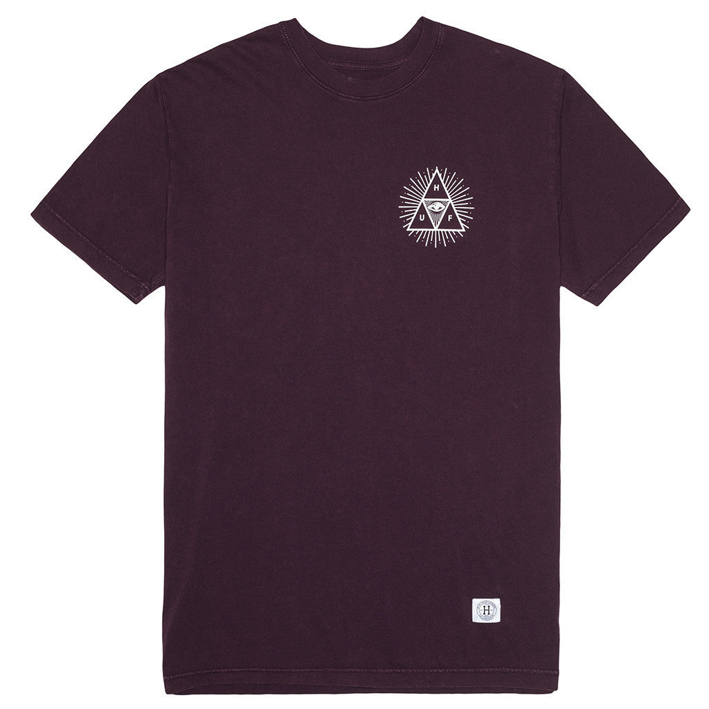 HUF - Mineral Wash 3rd Eye Trip Men's Tee, Wine - The Giant Peach
