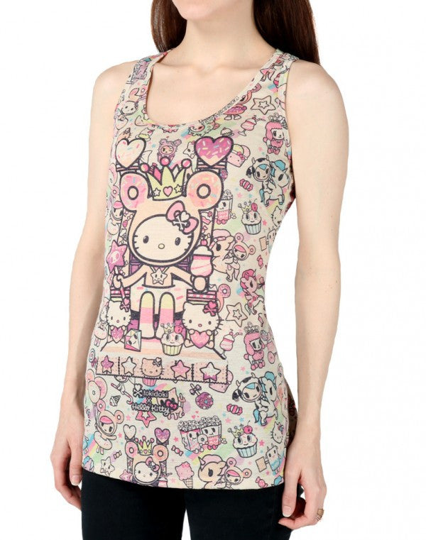 tokidoki x Hello Kitty Candy Queen Women's Tank Top, Oatmeal - The Giant Peach