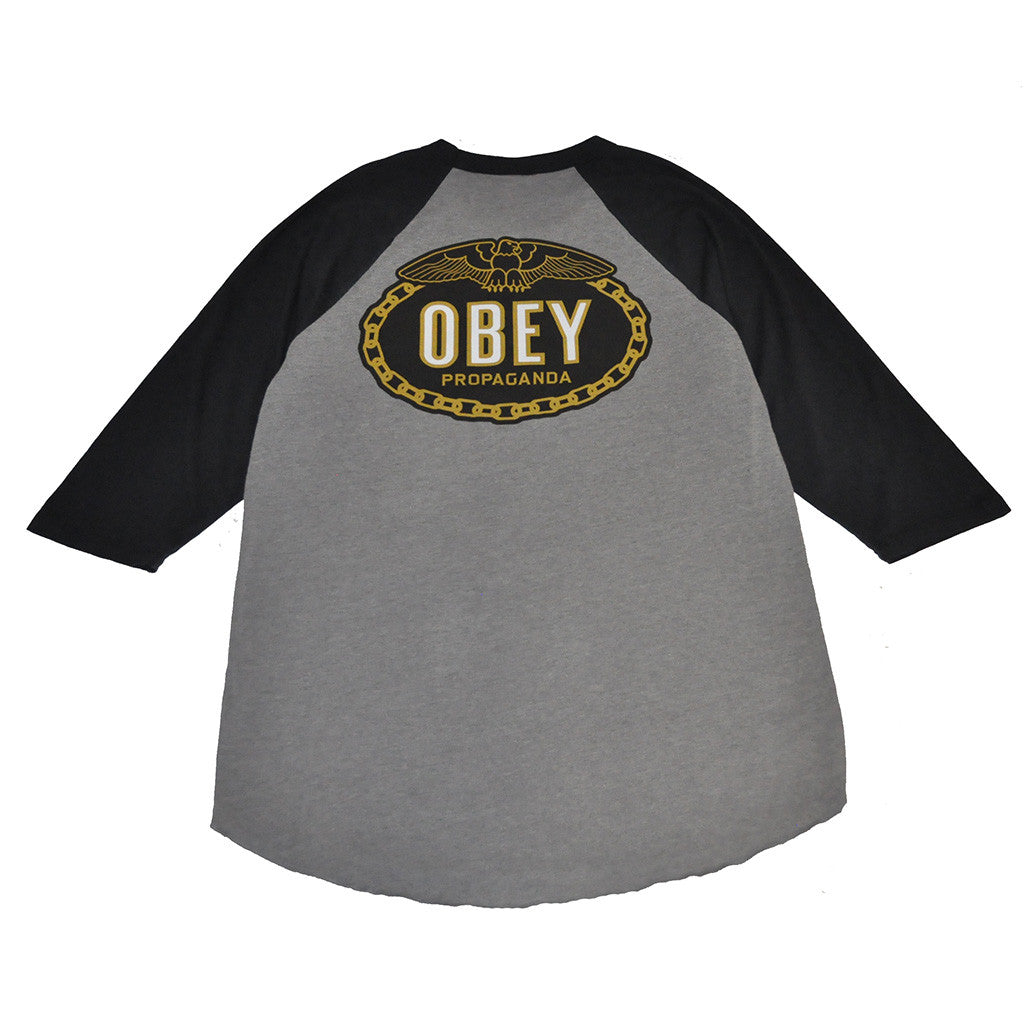 OBEY - Imperial Glory Eagle Men's Raglan, Charcoal/Black - The Giant Peach