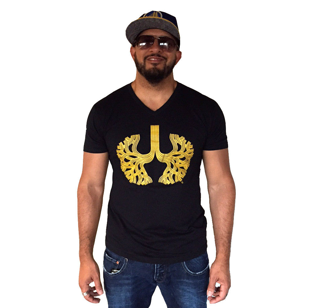 Lateef - Lungs Men's V-Neck Tee, Black - The Giant Peach