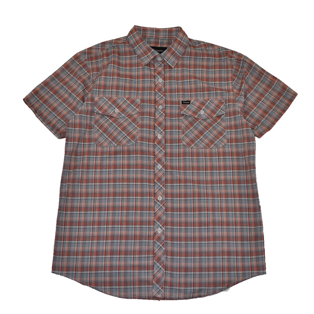 Brixton - Memphis Men's S/S Woven Shirt, Rust Plaid - The Giant Peach