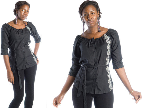 Nicacelly - Bobbin' Women's Top, Black - The Giant Peach