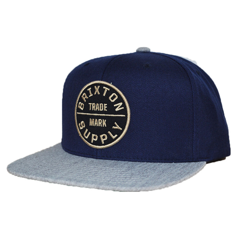 Brixton - Oath III Men's Snapback Hat, Navy/Light Heather Grey - The Giant Peach
