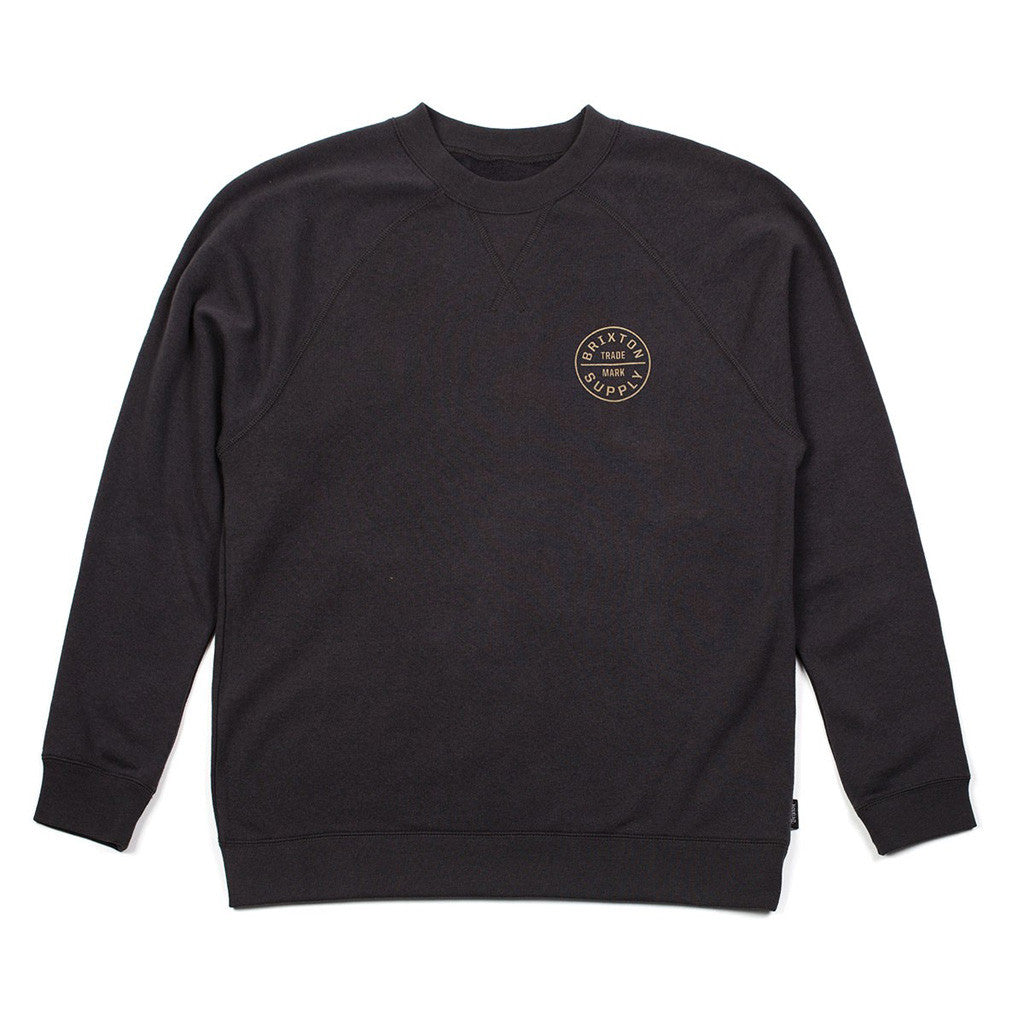 Brixton - Oath Crew Men's Fleece, Washed Black - The Giant Peach