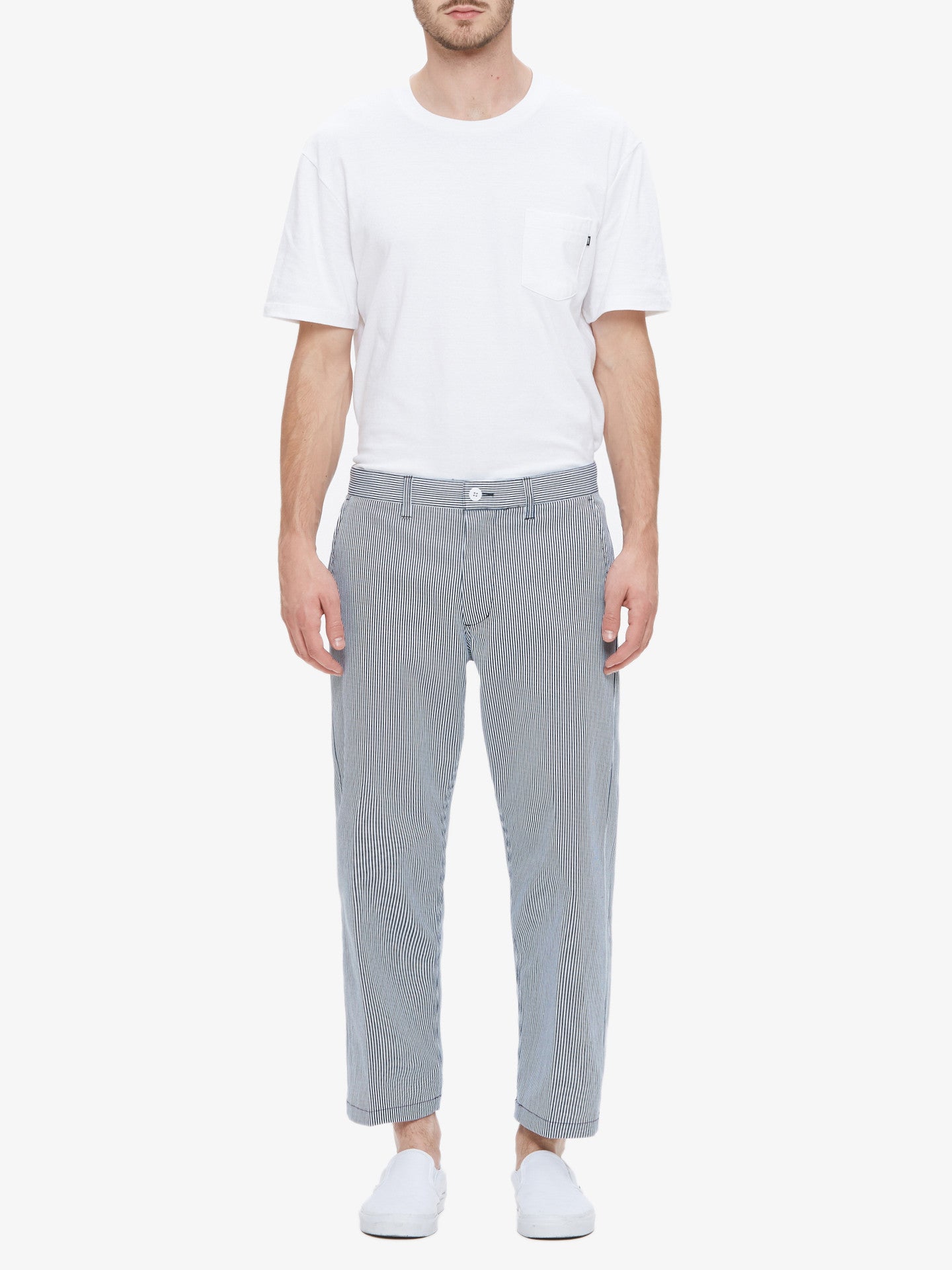 OBEY - Straggler Stripe Flooded Men's Pants, Navy Multi - The Giant Peach