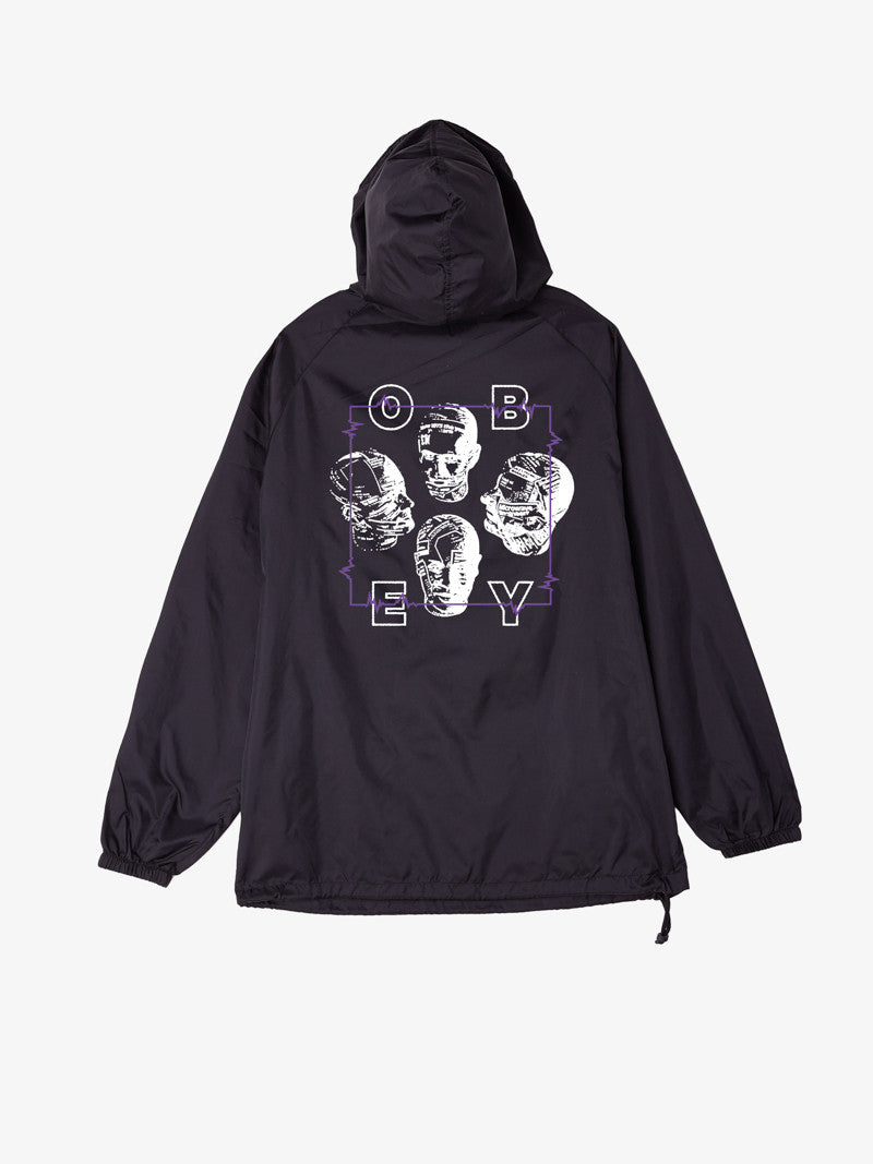 OBEY - Wave Lengths Men's Anorak Jacket, Black - The Giant Peach