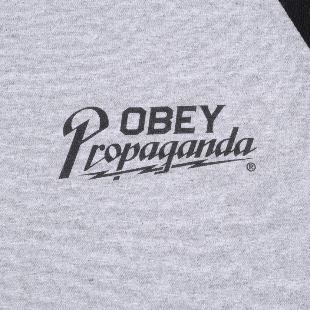 OBEY - Divisional Men's Raglan, Heather Grey/Black - The Giant Peach