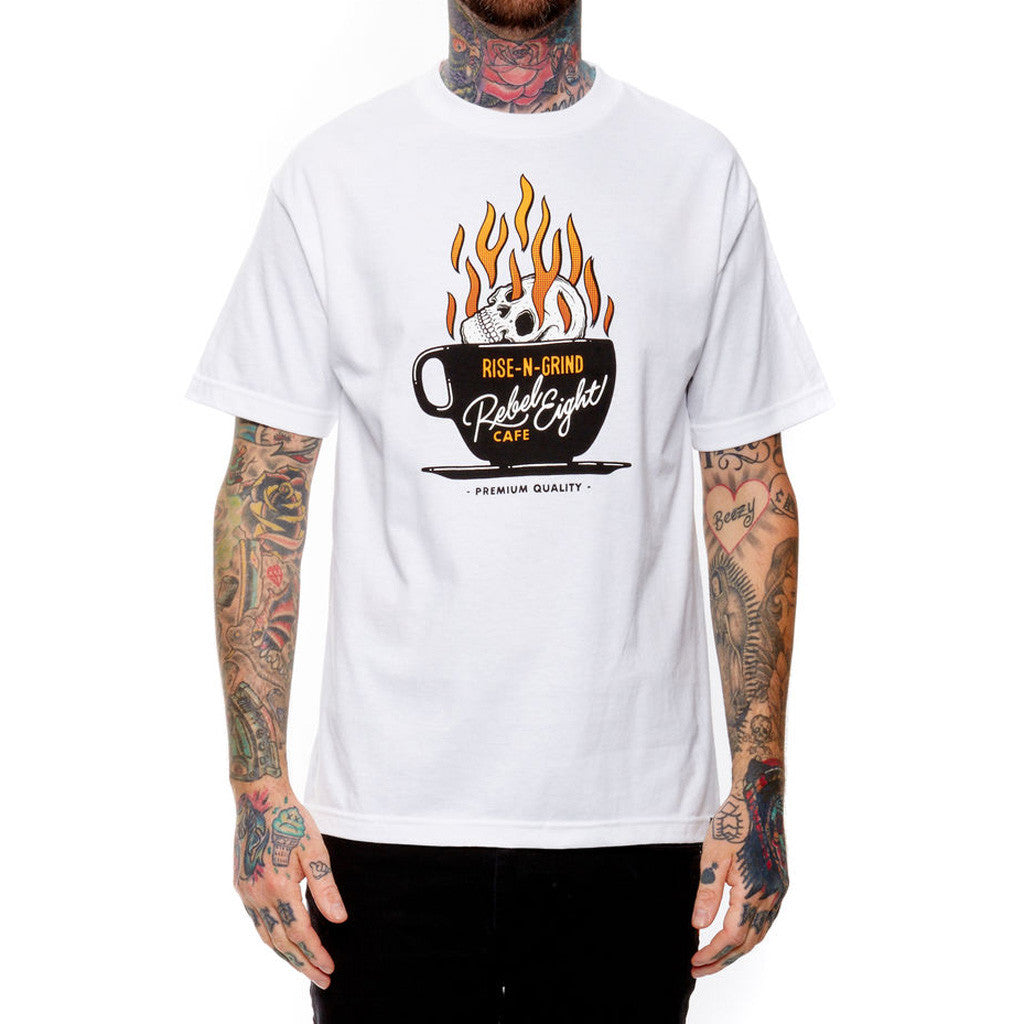 REBEL8 - Rise N Grind Men's Shirt, White - The Giant Peach