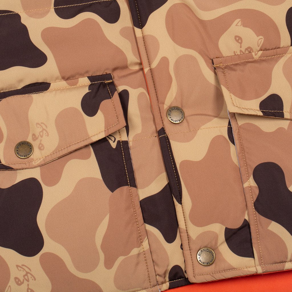 RIPNDIP - Nerm Camo Desert Camo Men's Reversible Vest, Camo/Orange