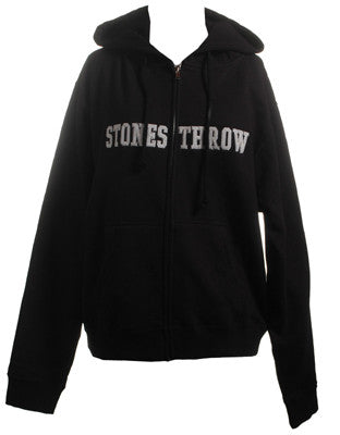 Stones Throw - Women's Applique Zip Hoodie, Black - The Giant Peach