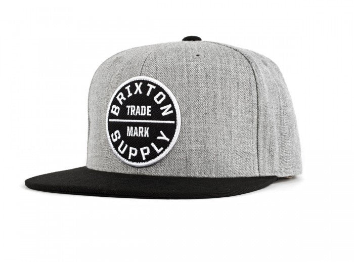 Brixton - Oath III Men's Snapback Hat, Light Heather Grey/Black - The Giant Peach