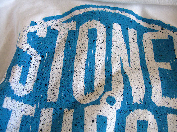 Stones Throw - Summer 2012 Men's Tee, White/Aqua - The Giant Peach