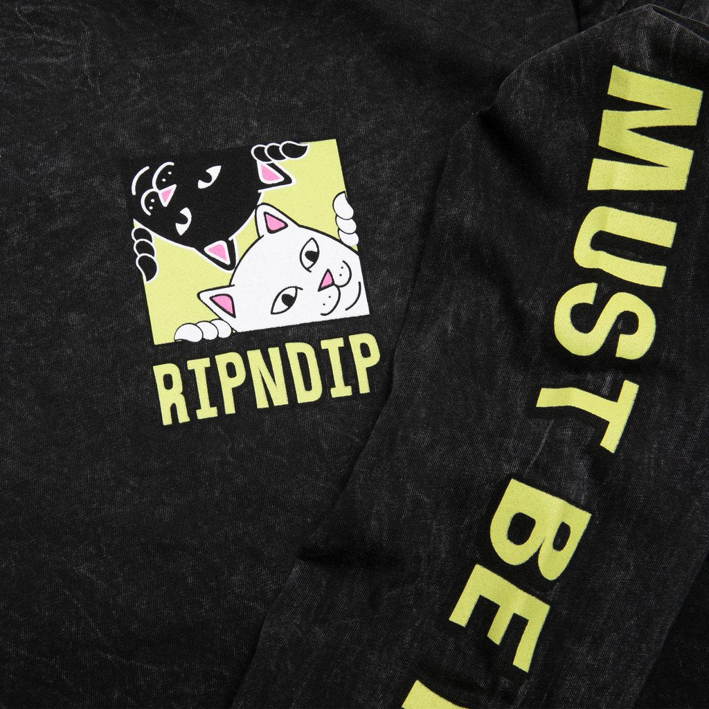 RIPNDIP - Besties Men's L/S Tee, Black Mineral Wash