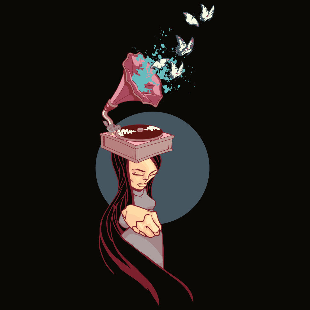 Twelve Grain - Phonograph Butterflies Men's Shirt, Black - The Giant Peach