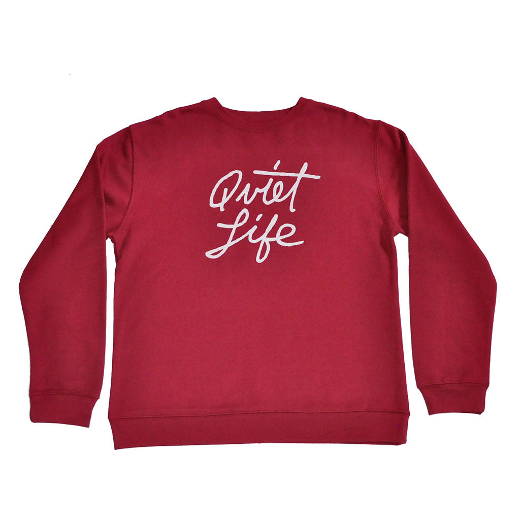 The Quiet Life - Cursive Men's Crewneck, Cardinal - The Giant Peach