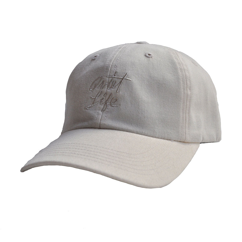 The Quiet Life - Cursive Men's Polo Hat, Natural - The Giant Peach