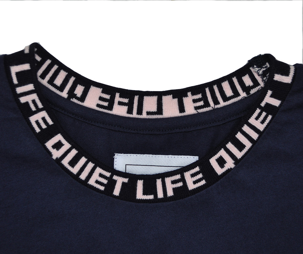 The Quiet Life - Jacquard Men's Crewneck Tee, Navy - The Giant Peach