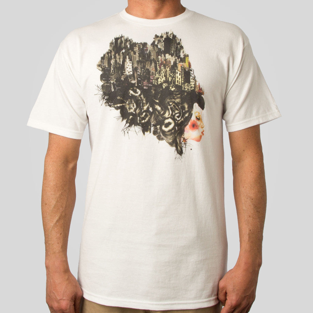 Upper Playground - David Choe Tokyo Girl Men's Shirt, White - The Giant Peach