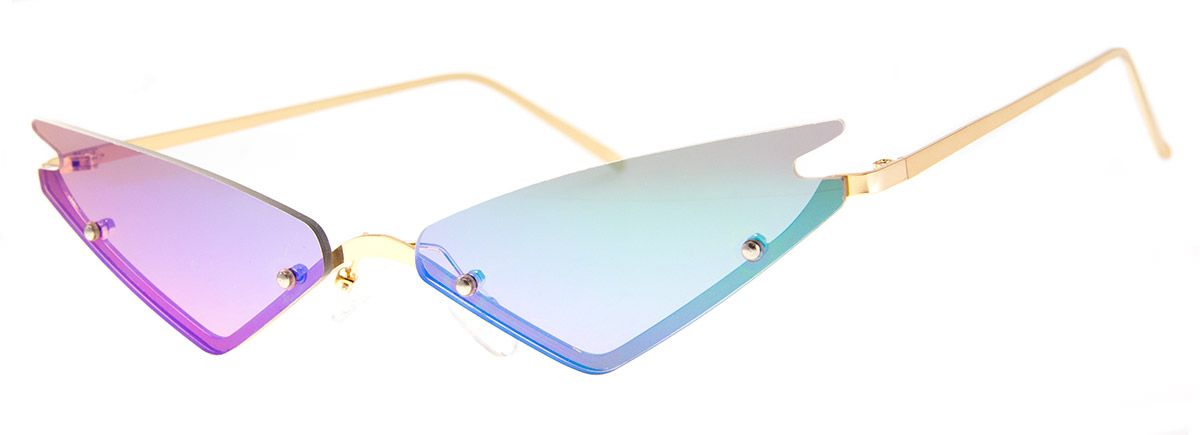 Mars Attack Sunglasses, Gold/Blue Mirror