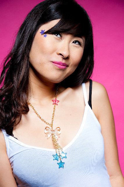 TRiXY STARR - Kylie Necklace, Gold/Blue/Clear/Pink - The Giant Peach