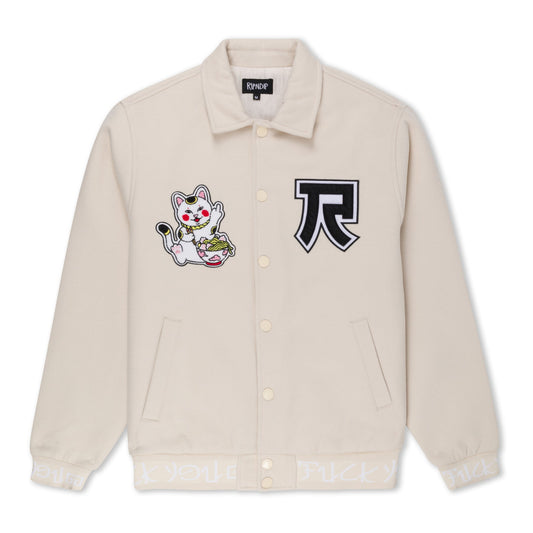 RIPNDIP - Lucky Nerm Varsity Jacket, Cream