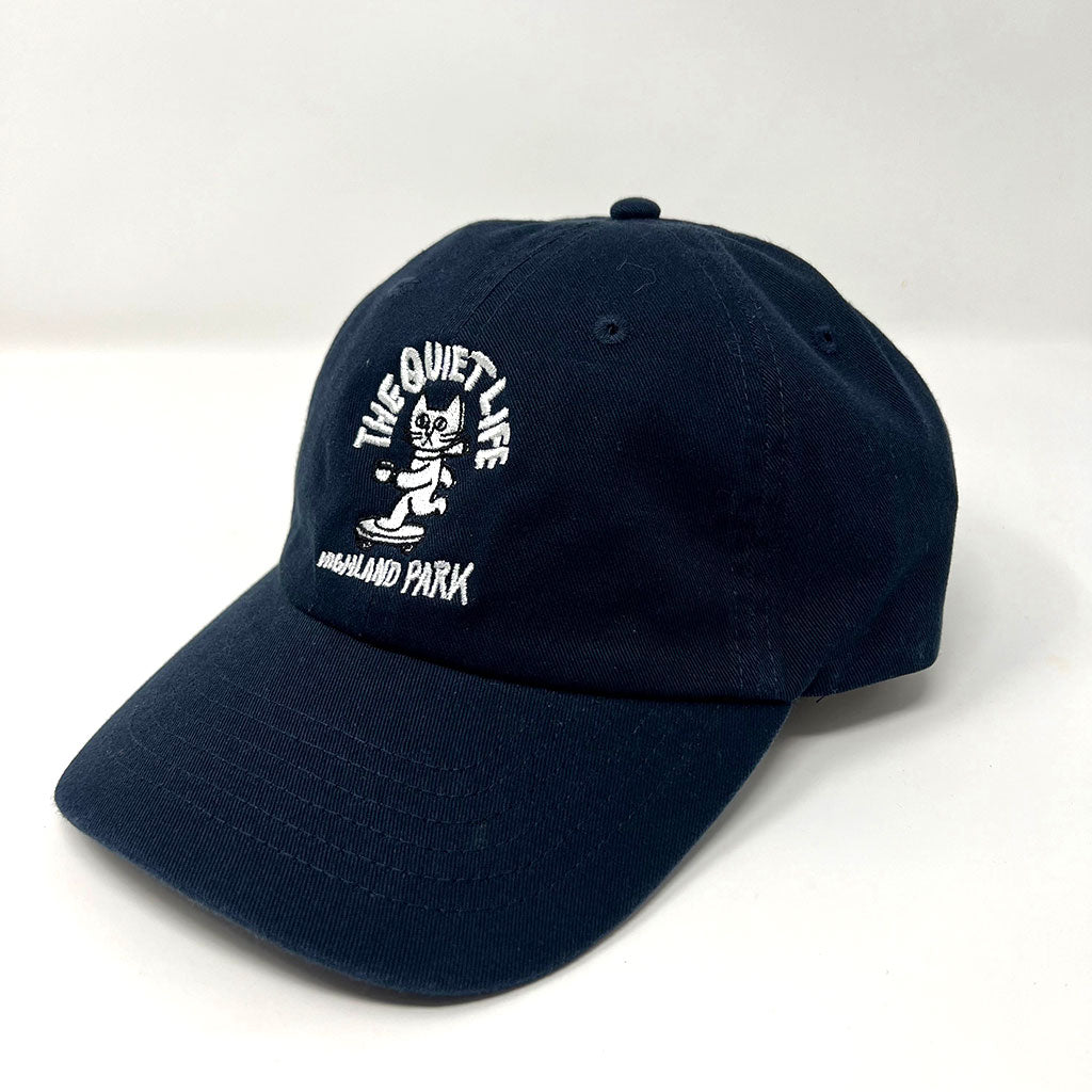 The Quiet Life - Skating Cat Dad Hat, Navy - The Giant Peach