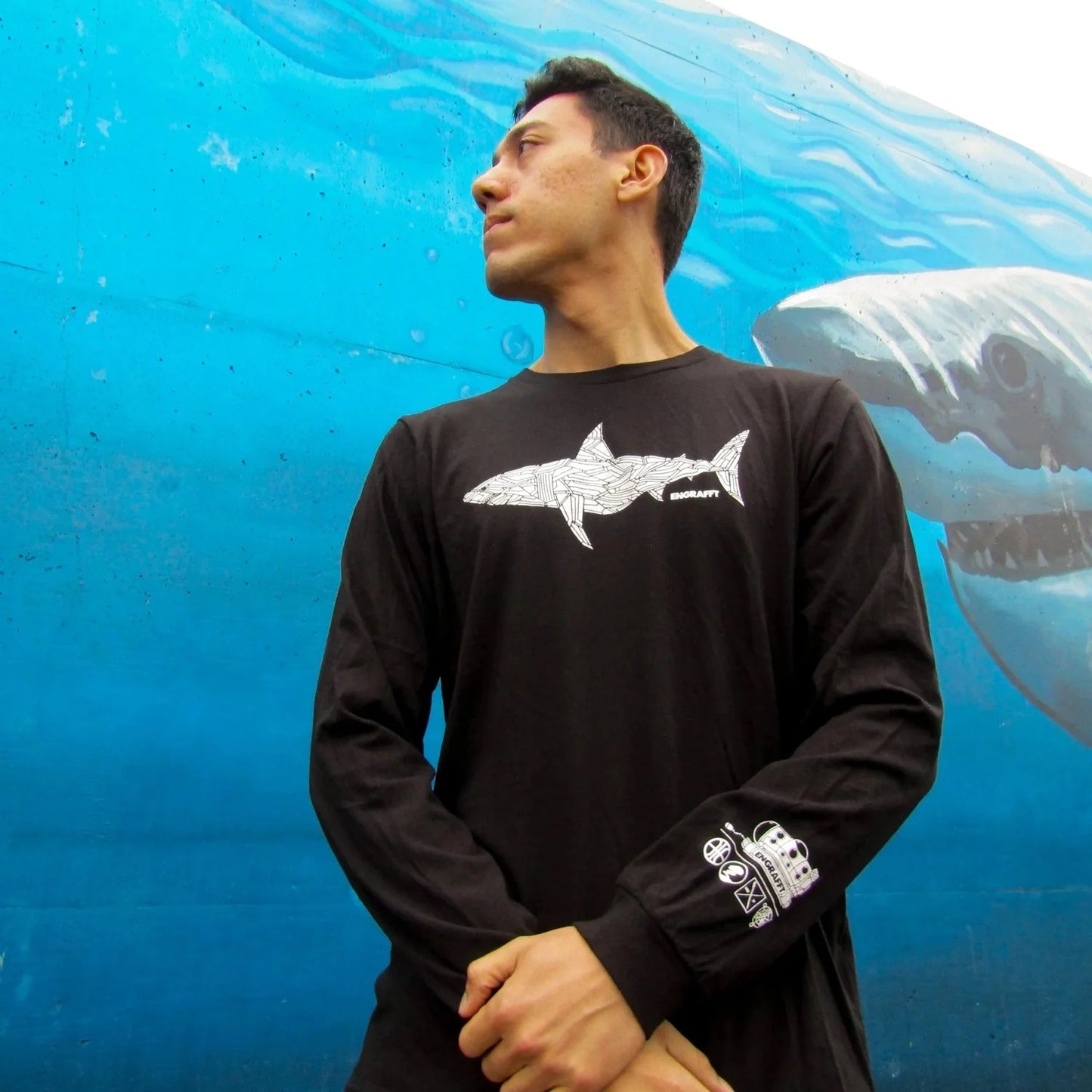 ENGRAFFT - The Fragment Shark L/S Tee - The Giant Peach