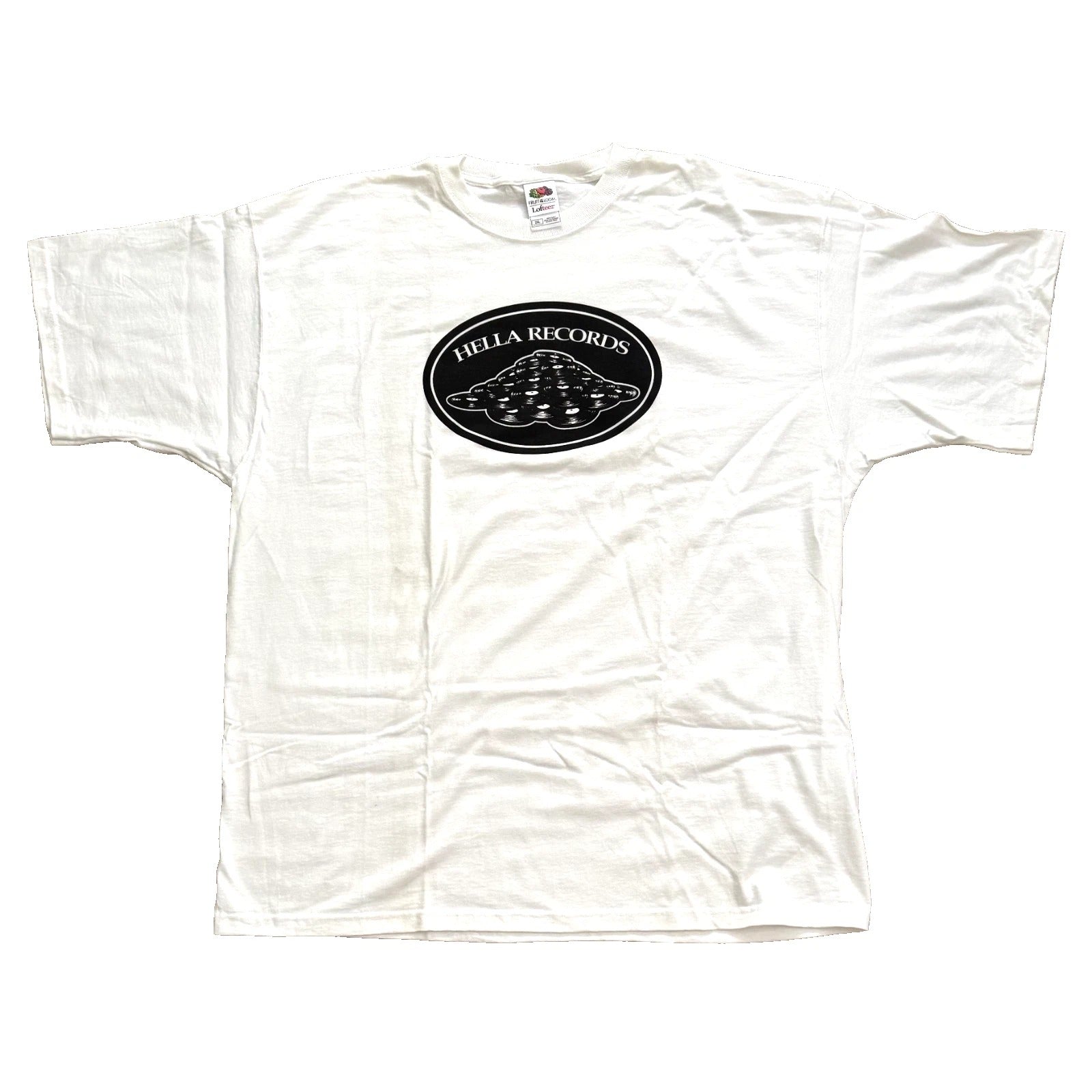 Hella Records - Logo Shirt, White/Black - The Giant Peach