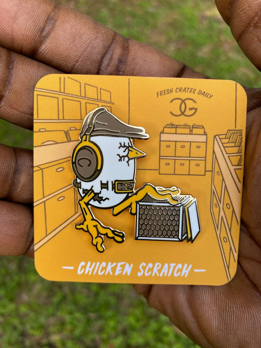 DJ Chicken George - Chicken Scratch Pin + Patch Bundle