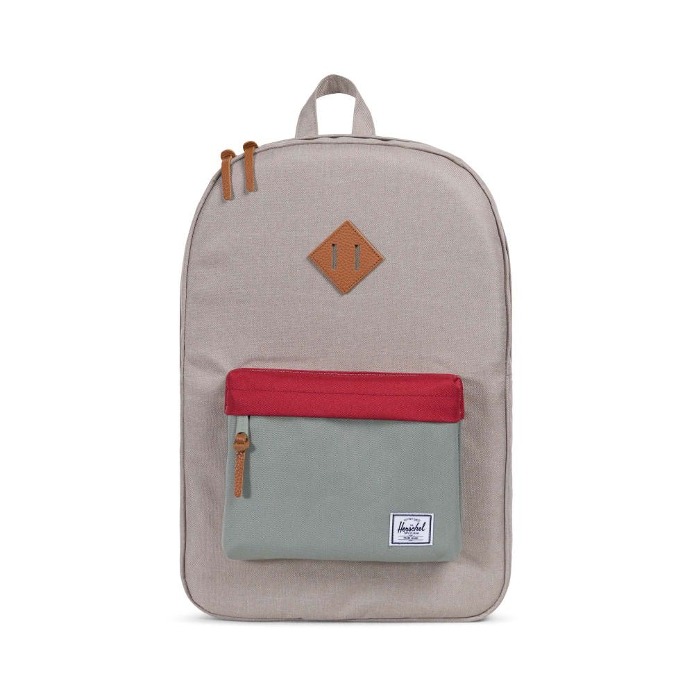 Herschel Supply Co. - Heritage Backpack, Light Khaki Crosshatch/Shadow/Brick Red/Tan - The Giant Peach