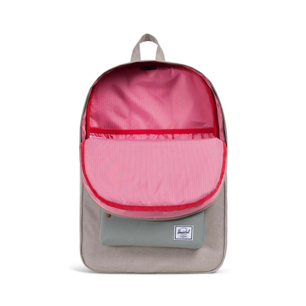 Herschel Supply Co. - Heritage Backpack, Light Khaki Crosshatch/Shadow/Brick Red/Tan - The Giant Peach