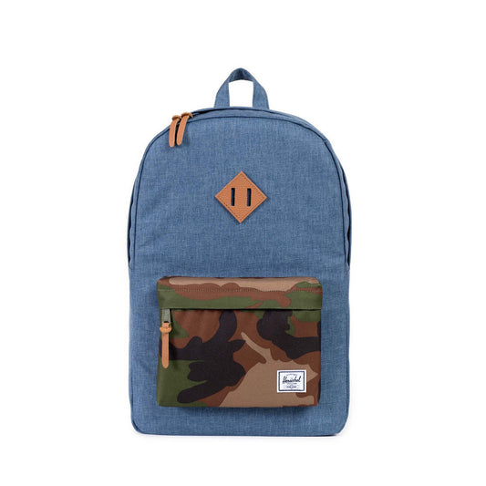 Herschel Supply Co - Heritage Backpack, Crosshatch Navy /Woodland Camo - The Giant Peach