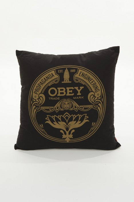 OBEY - Lotus Badge Pillow, Black - The Giant Peach