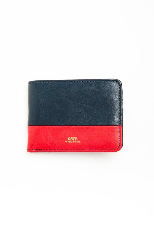 OBEY - Gentry Deuce Bi-Fold Wallet, Navy/Red - The Giant Peach