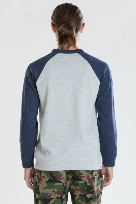 OBEY - Courtside Men's Crewneck, Ash Grey/Navy - The Giant Peach