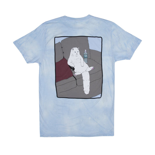 RIPNDIP - Couch Potato Men's Tee, Blue/White Mineral Wash - The Giant Peach
