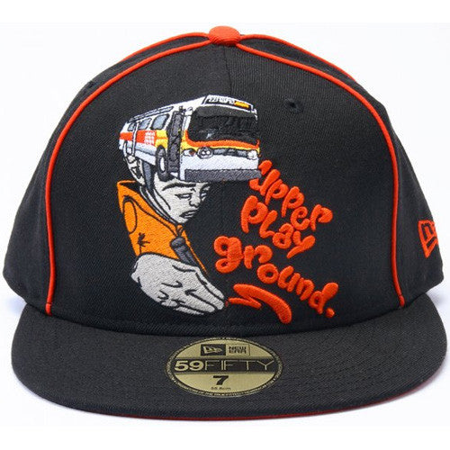 Upper Playground - Sam Flores Bus Head New Era Fitted Hat, Black - The Giant Peach