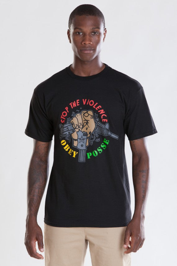 OBEY - Stop The Violence Men's Tee, Black - The Giant Peach