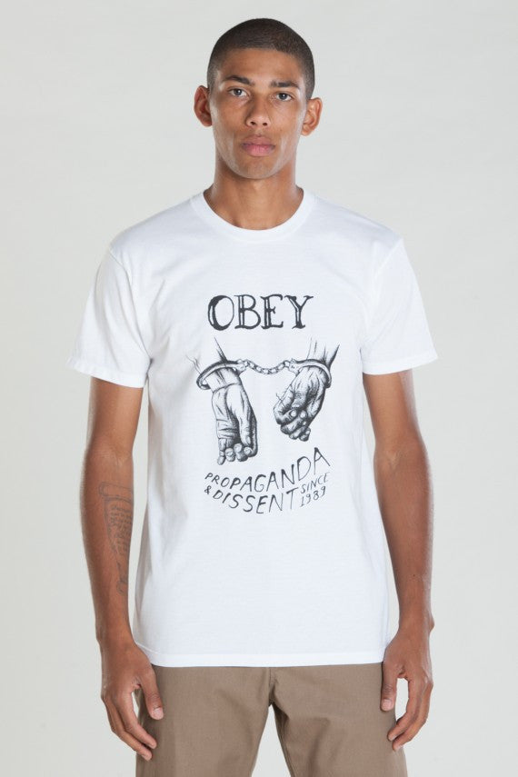 OBEY - Handcuffs Men's Shirt, White - The Giant Peach