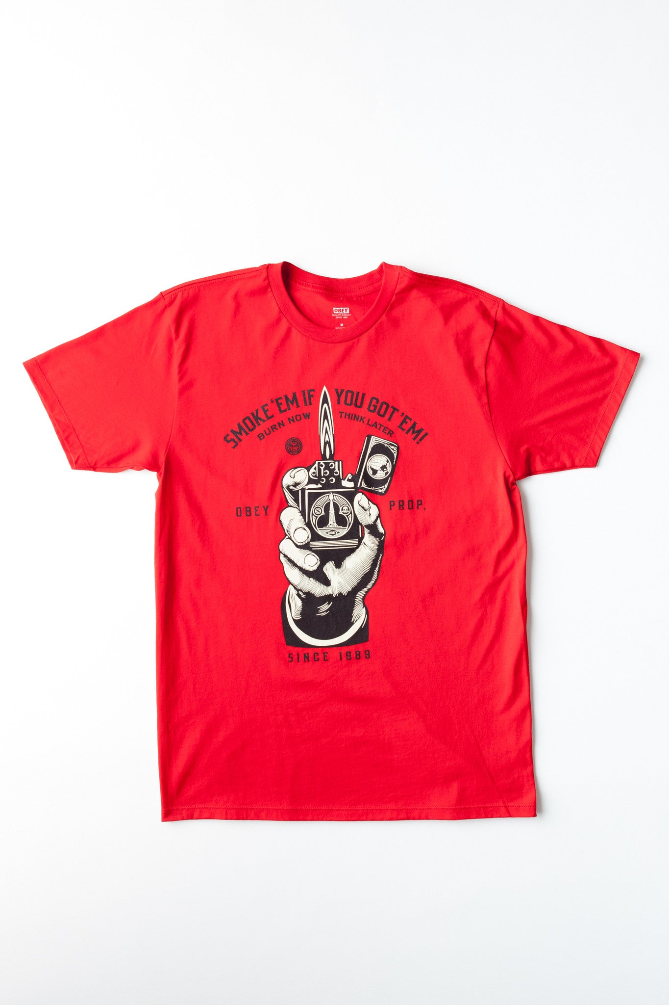 OBEY - Smoke 'Em Men's Shirt, Red - The Giant Peach
