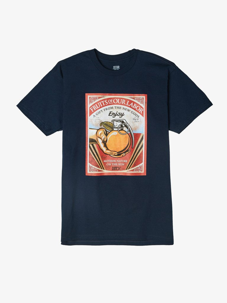 OBEY - Fruits Of Our Labor Men's Shirt, Navy - The Giant Peach