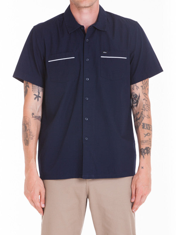OBEY - Wicker Woven S/S Men's Shirt, Navy - The Giant Peach