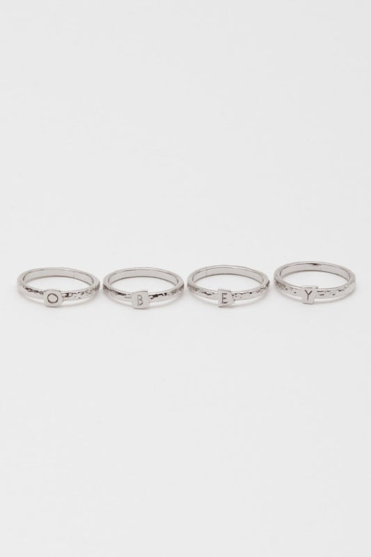 OBEY - Logo Stack Rings, Rhodium - The Giant Peach