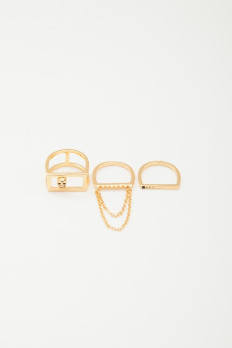 OBEY - Nias Stackable Rings, Gold - The Giant Peach