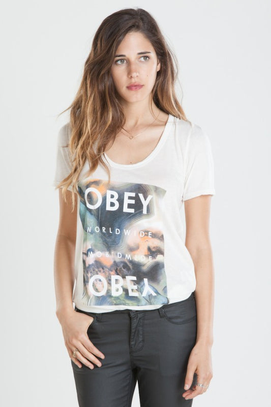 OBEY - Agate Stone Obey Worldwide Women's Top, Dusty Off White - The Giant Peach
