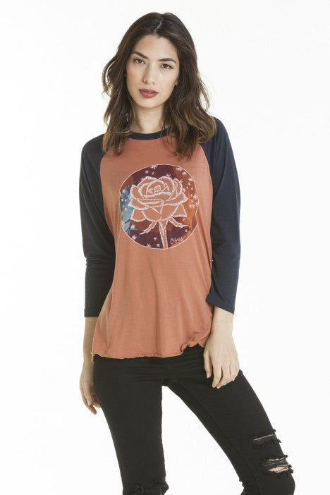 OBEY - Death Plumes Women's Raglan, Copper/Dark Navy - The Giant Peach