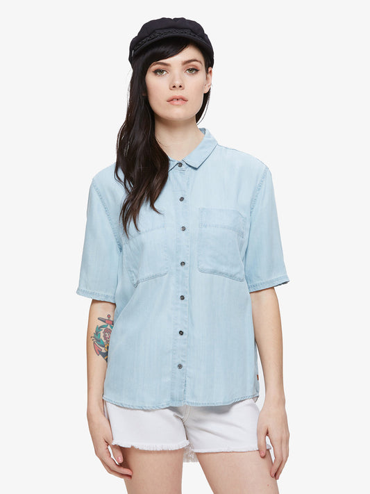 OBEY - St. Gilles Women's Shirt, Chambray - The Giant Peach